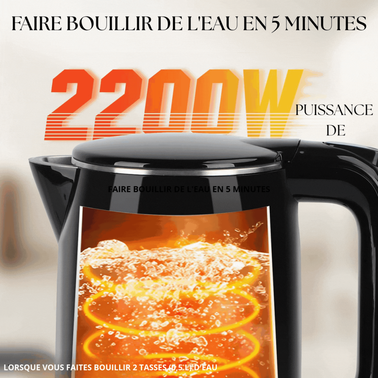 Bouilloire électrique - en acier inoxydable 1,7 litre avec indicateur de niveau d'eau | ExpressPro |