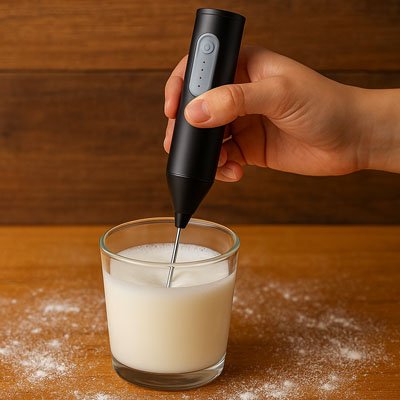 Mousseur a lait noir mousse tasse lait comptoir