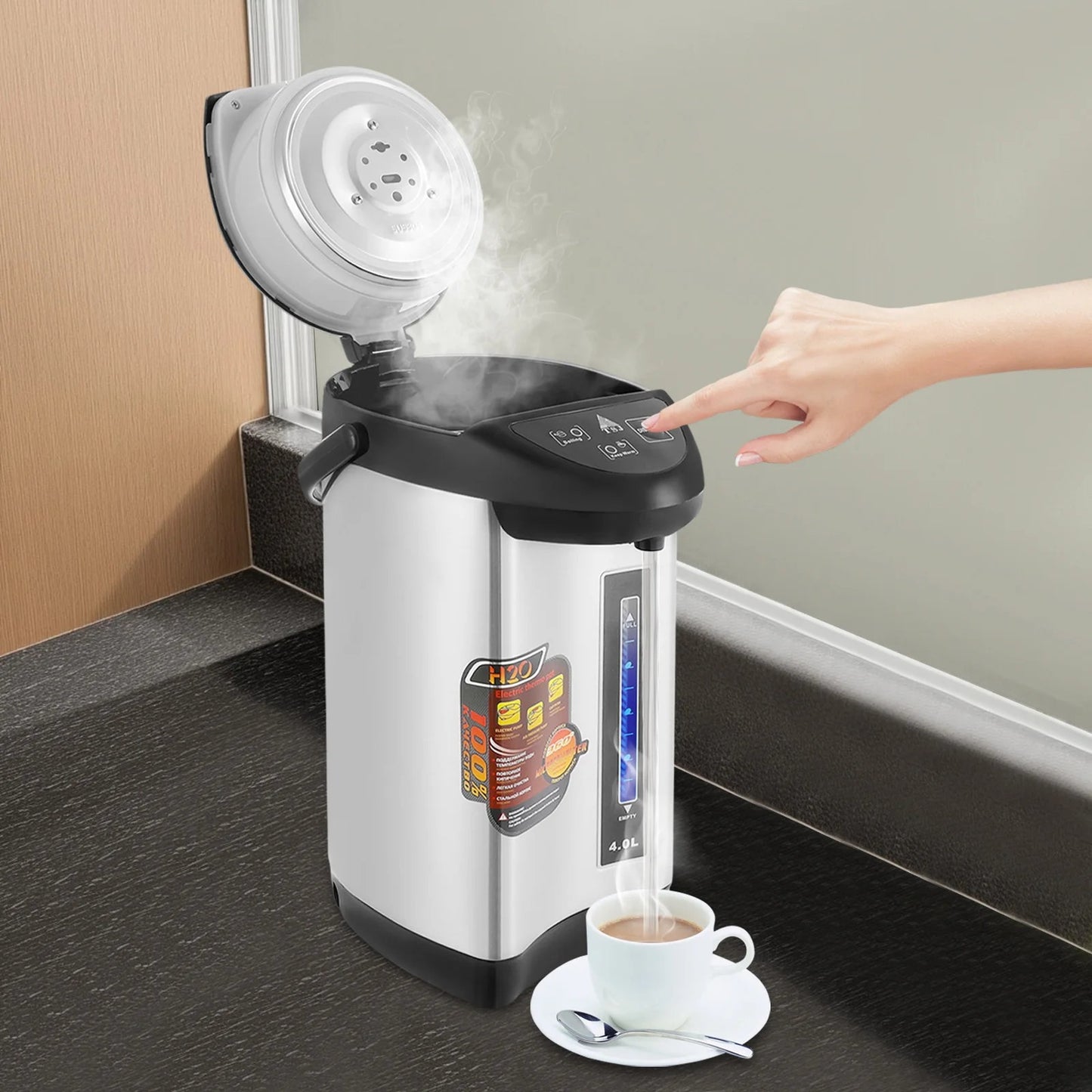 Bouilloire électriques 750w vue cote gauche couvercle ouvert