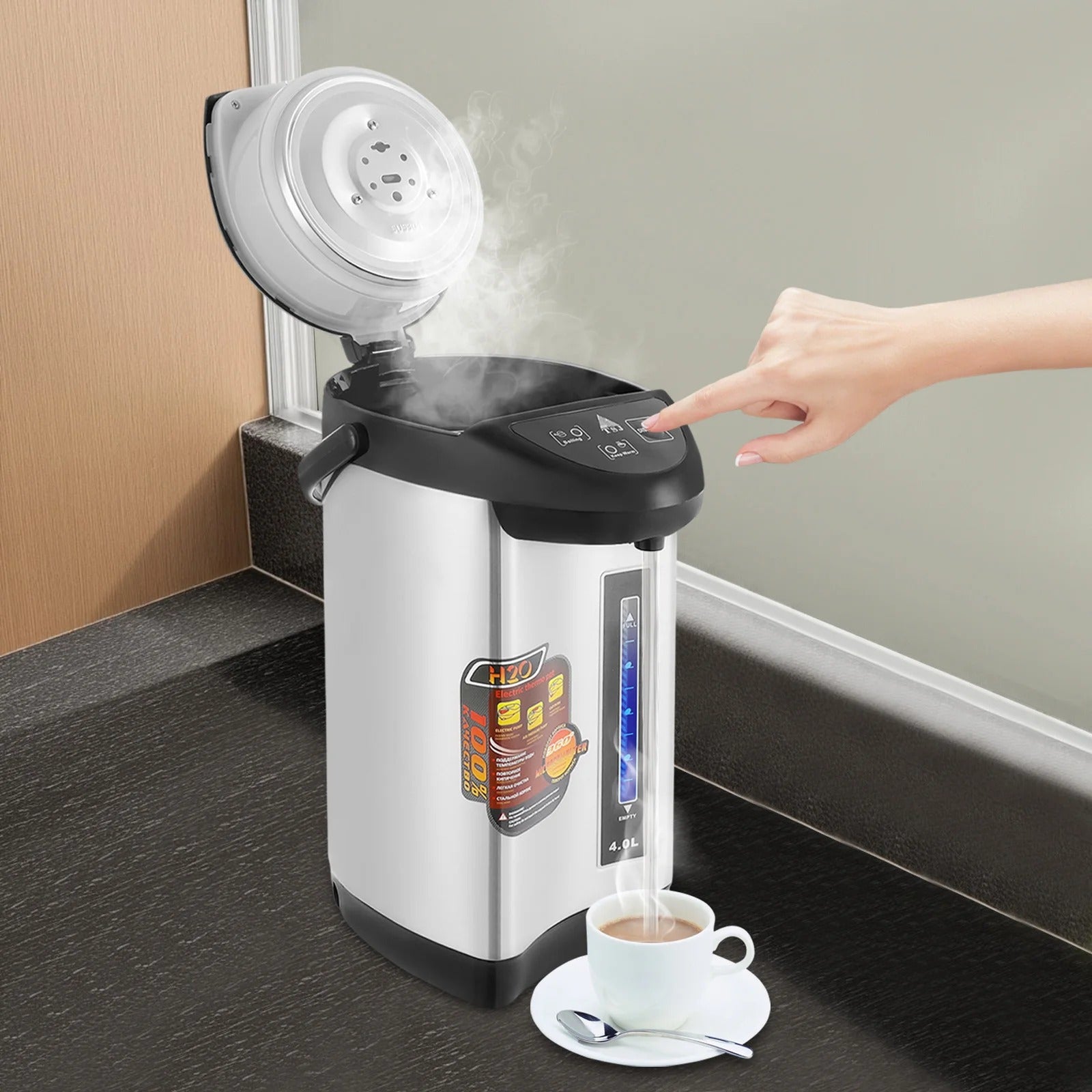 Bouilloire électriques 750w vue cote gauche couvercle ouvert