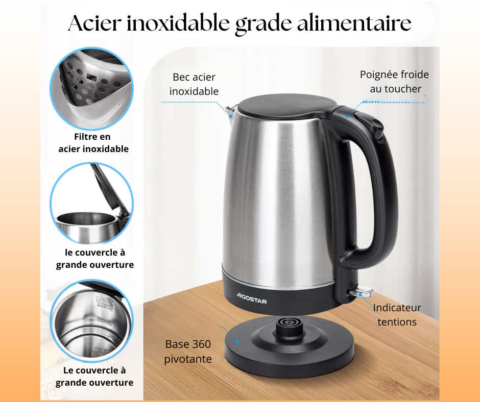 Bouilloire acier inoxydable grade alimentaire