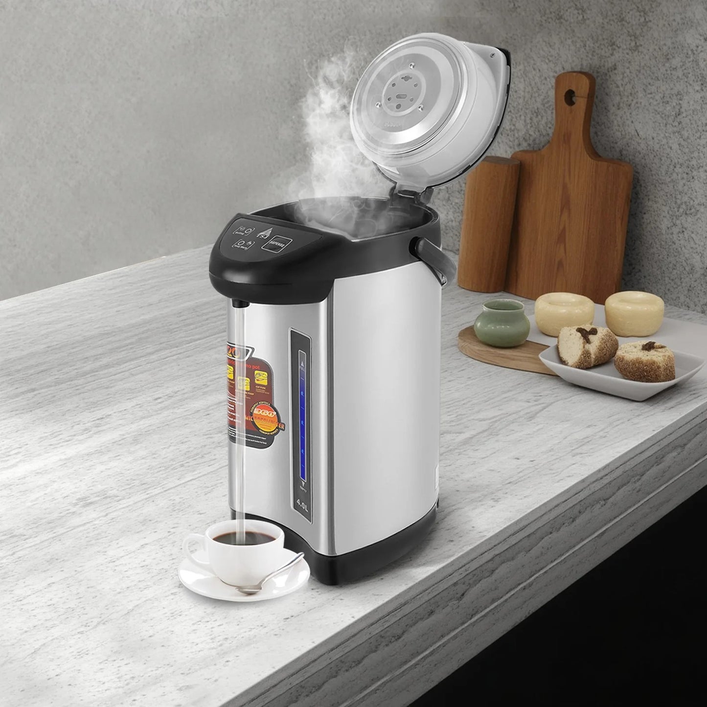 Bouilloire electrique 750w vue cote droit couvercle ouvert