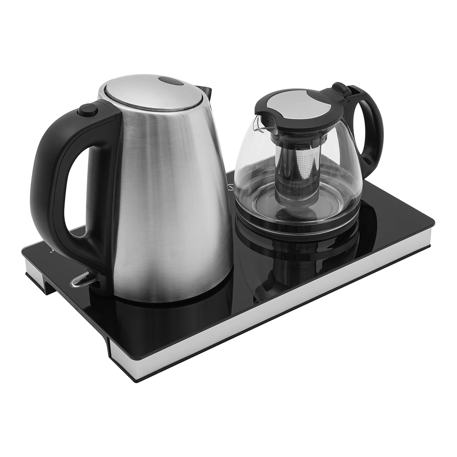 Bouilloire électrique double avec théière des poignés de cote
