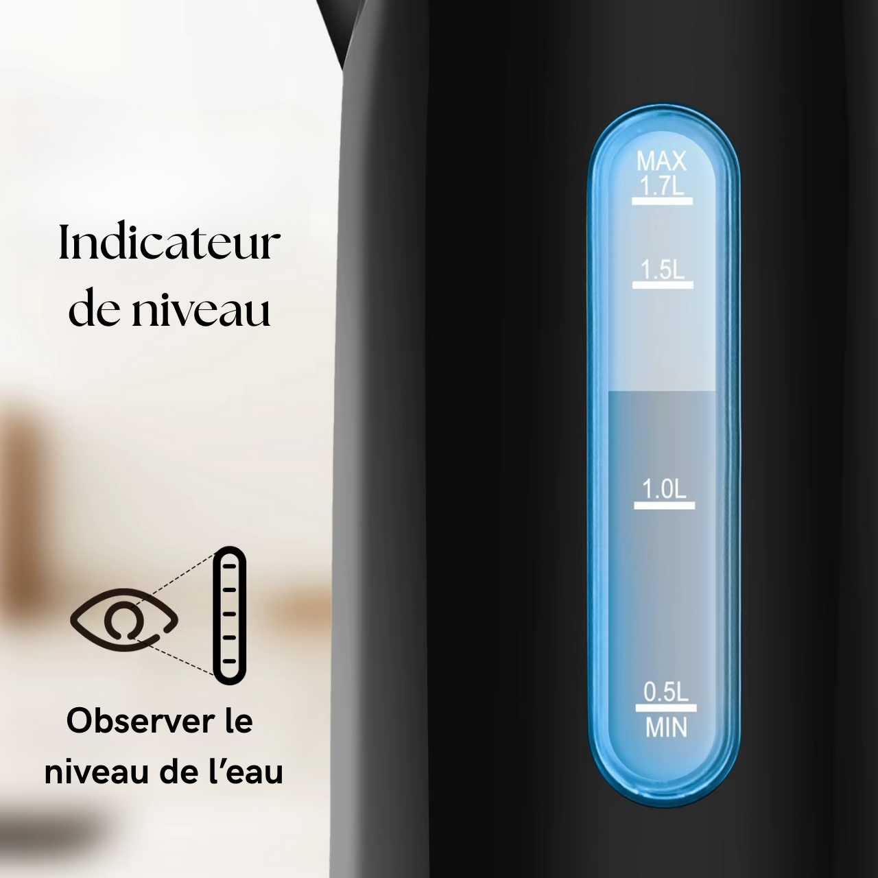 Bouilloire électrique visuel niveau de l'eau