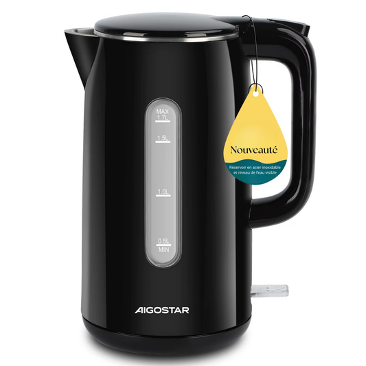 Bouilloire électrique - en acier inoxydable 1,7 litre avec indicateur de niveau d'eau | ExpressPro |