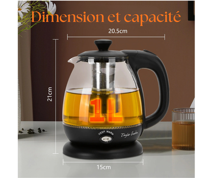 Bouilloire électrique et théière - en verre, 2200W 1 litre | Deluxe | ElegaTherm