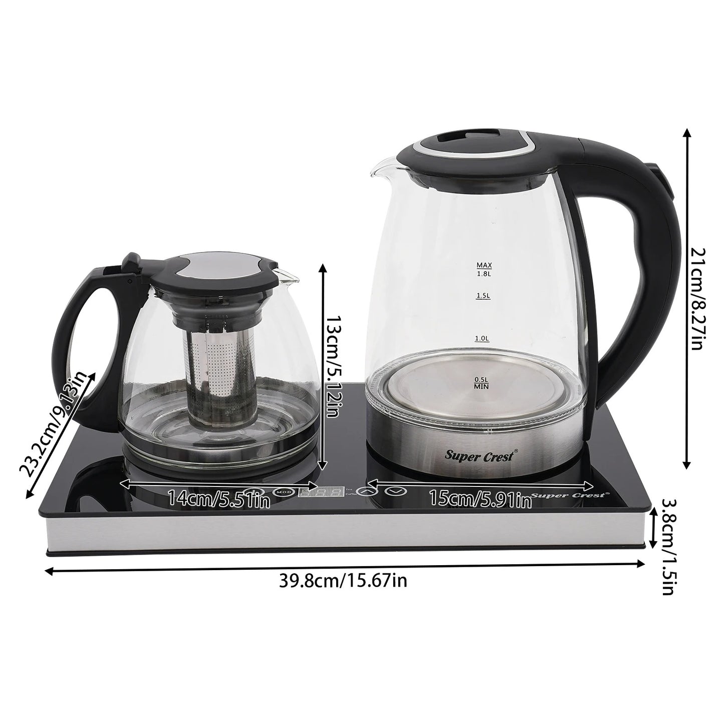 Bouilloire électrique et théière en verre 1500W | Premium