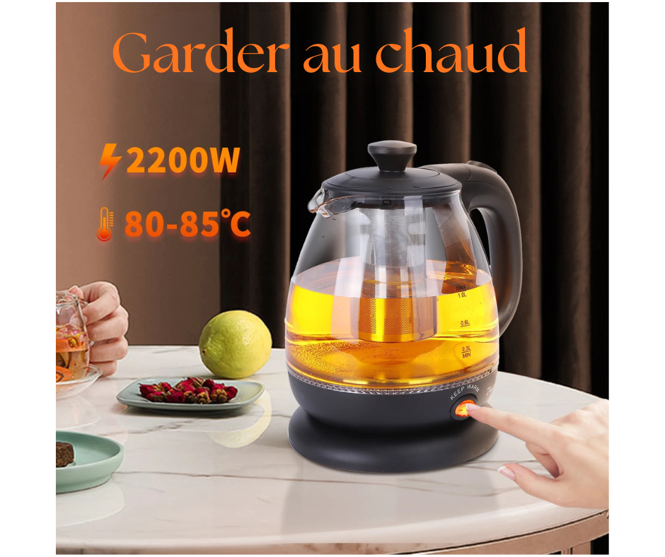 Bouilloire électrique et théière - en verre, 2200W 1 litre | Deluxe | ElegaTherm