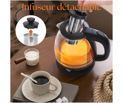 Bouilloire électrique et théière - en verre, 2200W 1 litre | Deluxe | ElegaTherm