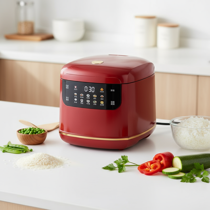 Cuiseur à riz électrique 2L vue d'ensemble avec accessoires
