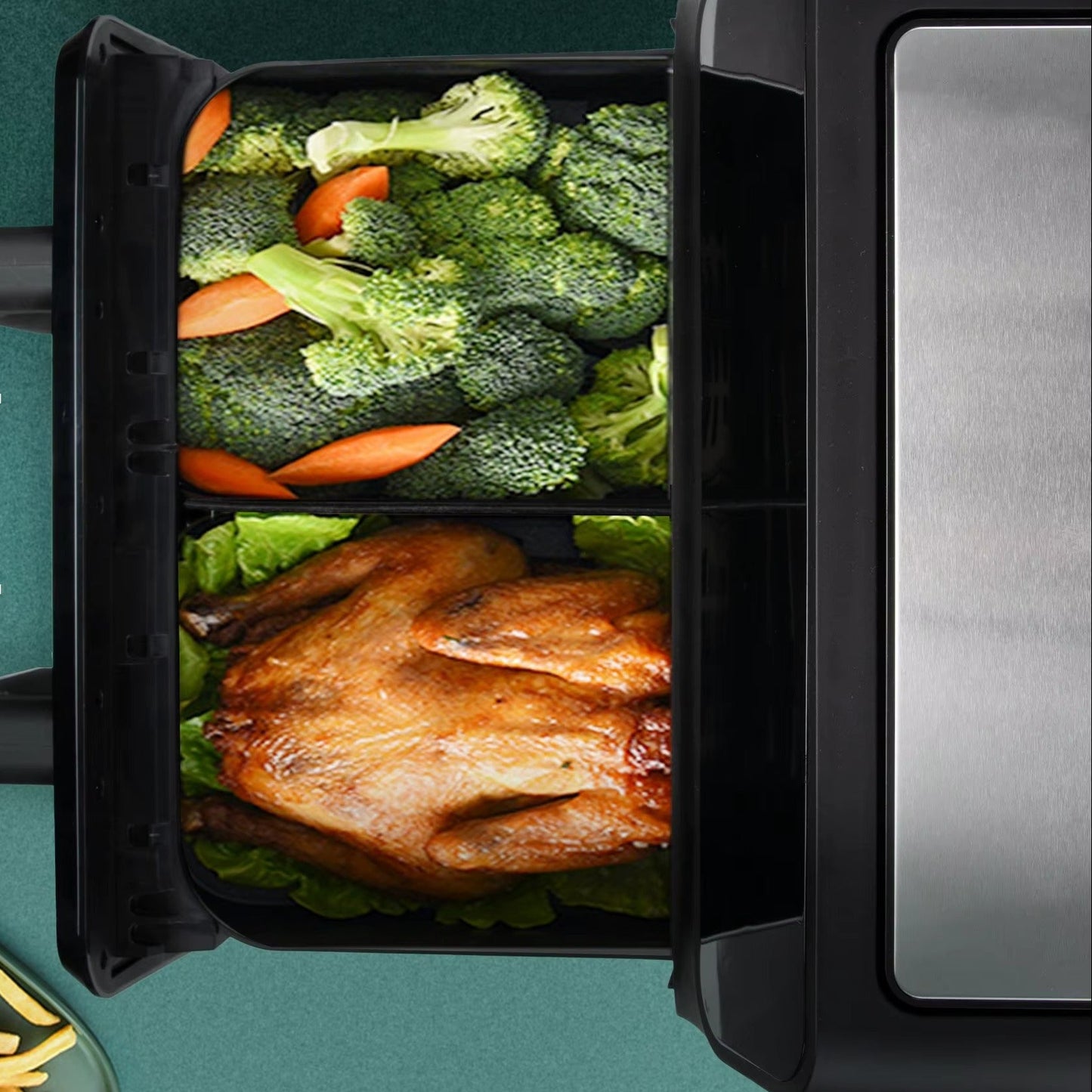 Friteuse air chaud cuisson deux section