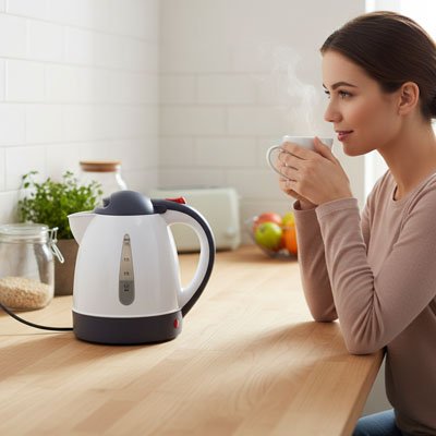 Mini bouilloire électrique déguste boisson chaude