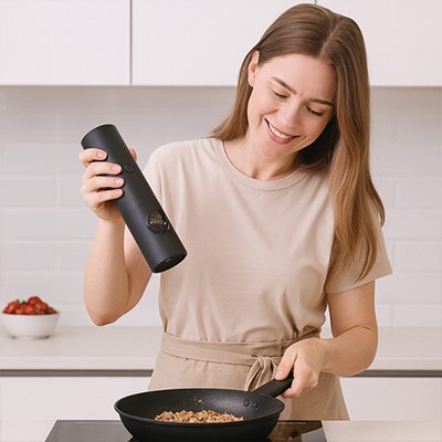 Moulin Poivre electrique | SpiceMaster assaisonne aliment poele
