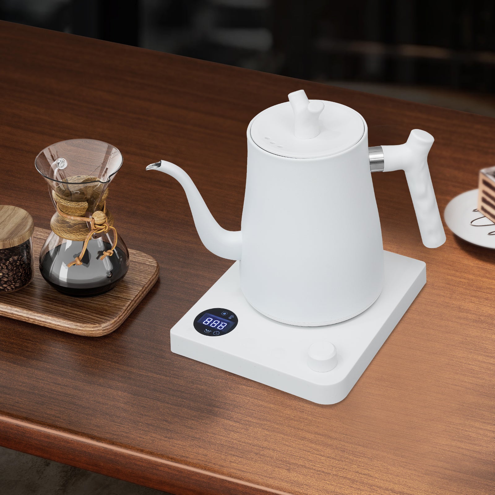 bouilloire intelligente blanche table