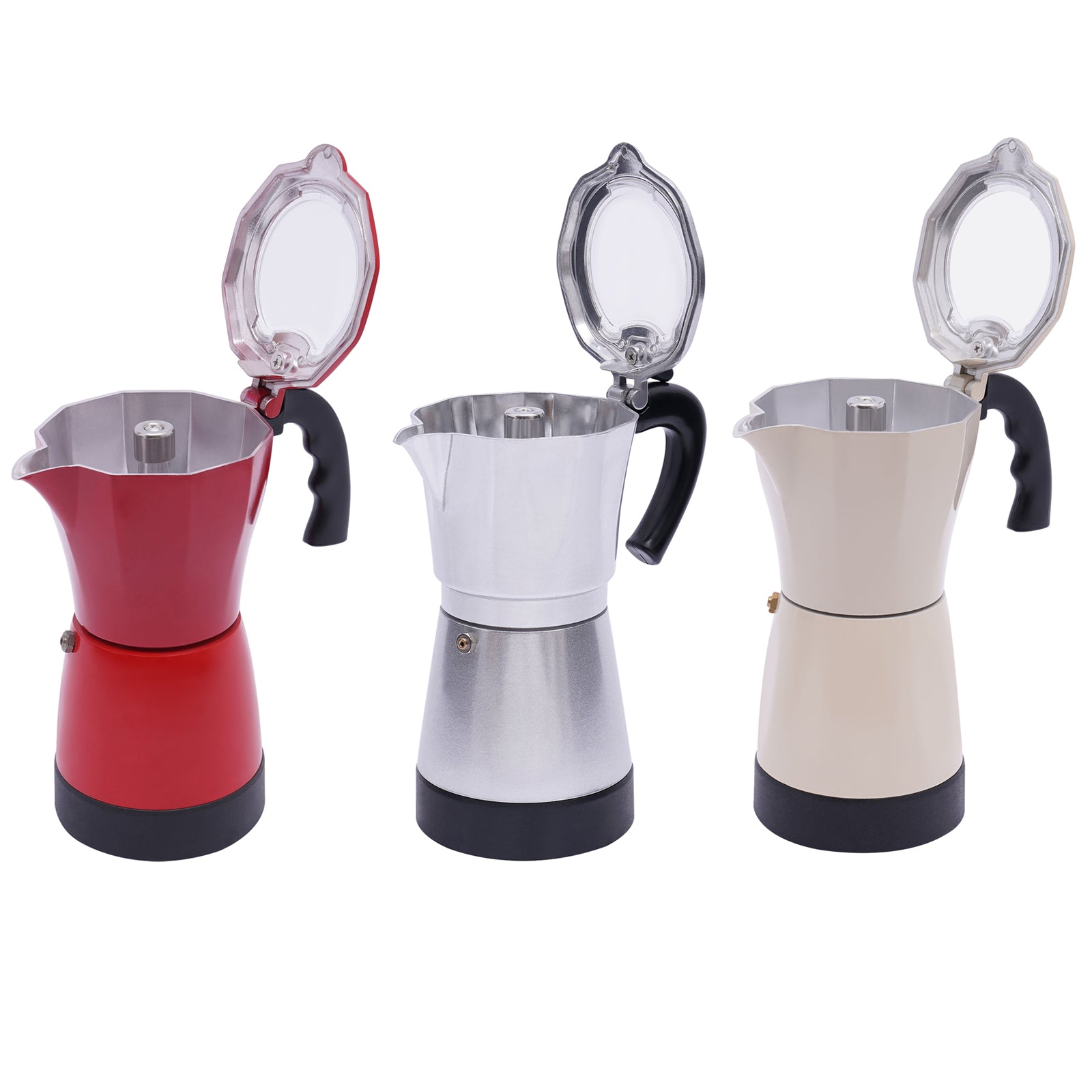cafetiere italienne couleur rouge argent blanc