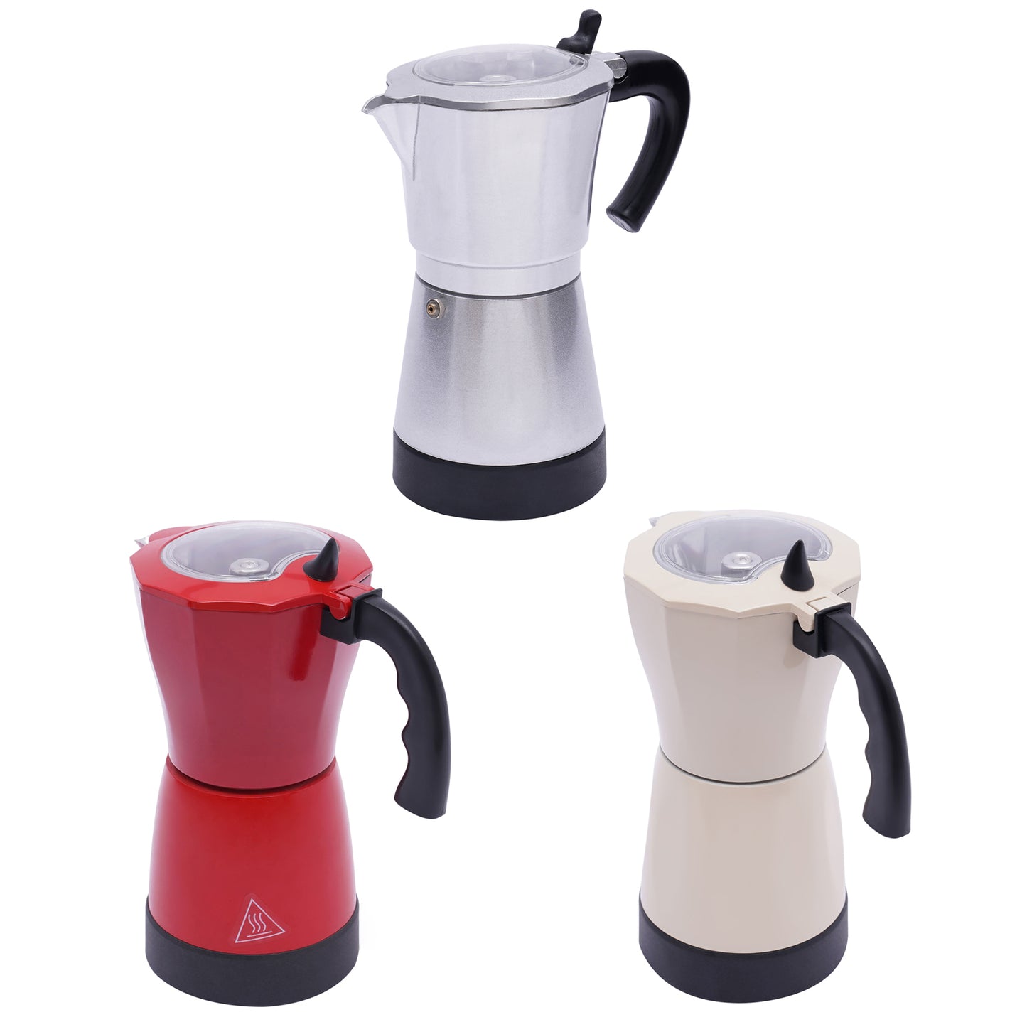 cafetiere italienne moka couleurs rouge blanc argent