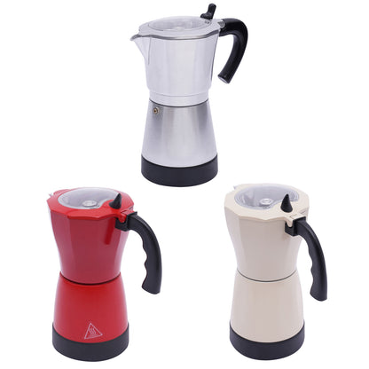 cafetiere italienne moka couleurs rouge blanc argent