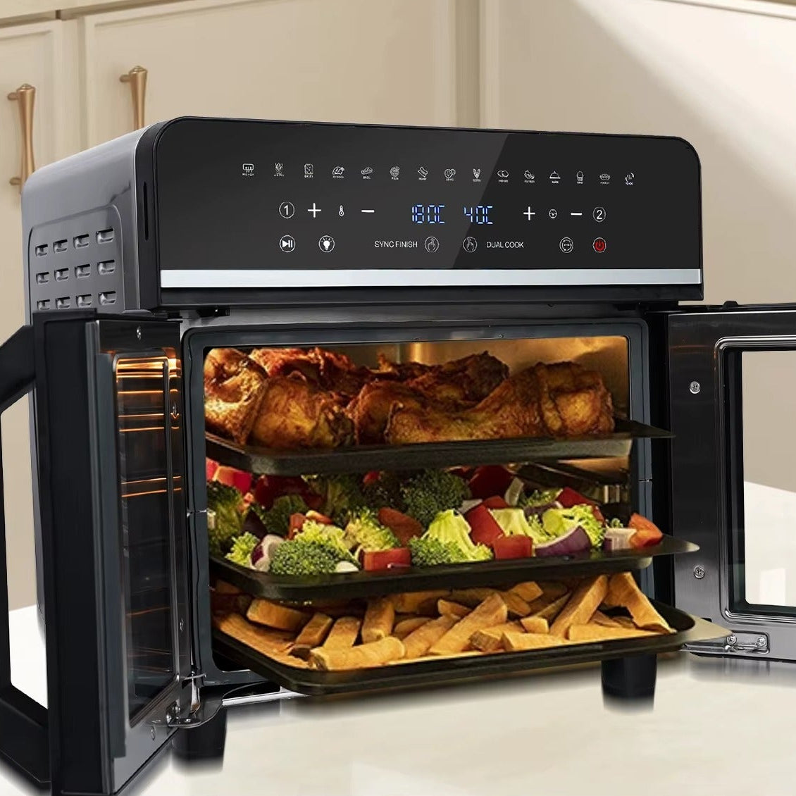 Friteuse | à air chaud double zone 23L EcoChef