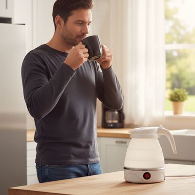 Mini bouilloire déguste breuvage chaud