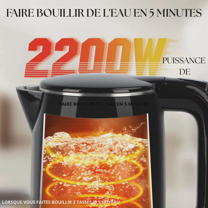 Bouilloire électrique - en acier inoxydable 1,7 litre avec indicateur de niveau d'eau | ExpressPro |