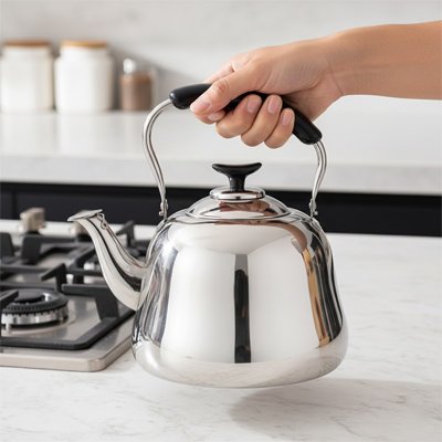 Théière en inox bonne prise en main