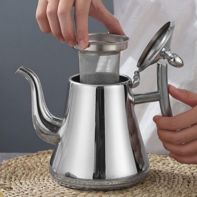Théière en inox filtre interieur